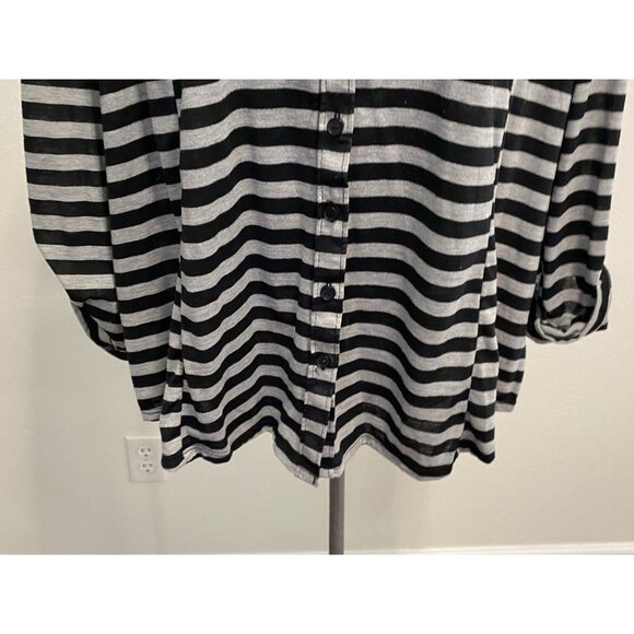 Bongo Womens Size 3X Plus Blouse Long Sleeve Button Down Roll Tab - Picture 3 of 10